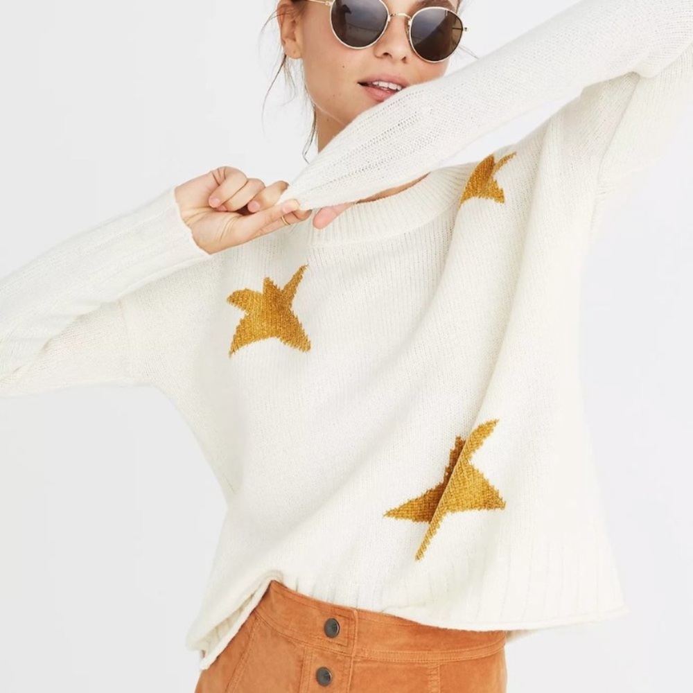 Madewell 100% merino wool sweater with stars sz M